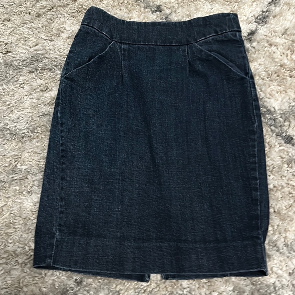 J Crew Factory Stretch Skirt Pencil High Waist Denim 0